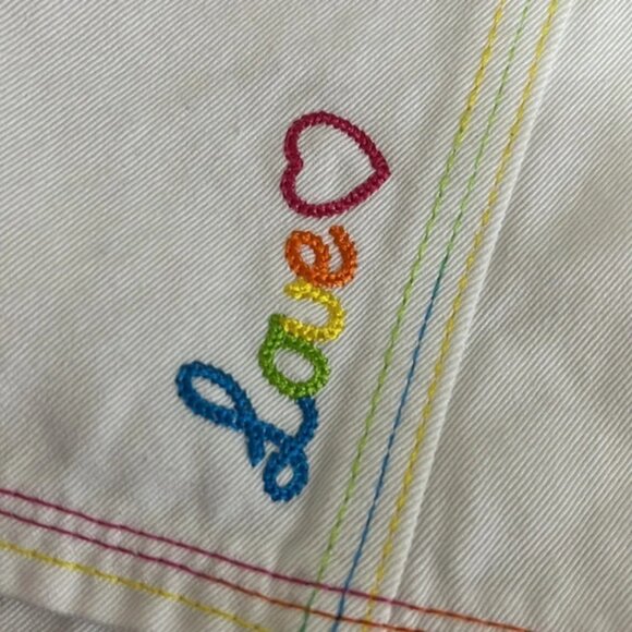 Lisa Frank Vintage Embroidered White Denim Skort/Skirt - Size 7 - Picture 5 of 14